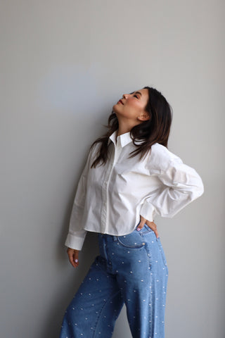 Crisp Cropped White Blouse