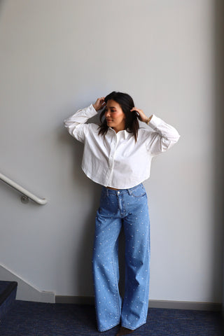 Crisp Cropped White Blouse