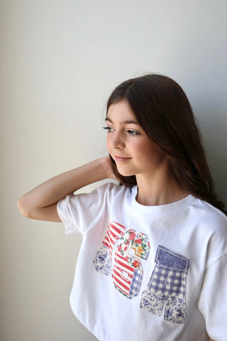 YOUTH White USA Crop Tee