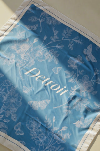 Detroit Blue Floral Scarf