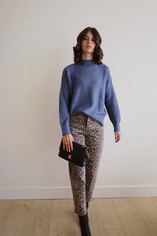 Mock Neck Slate Blue Sweater
