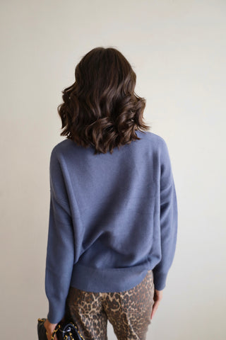 Mock Neck Slate Blue Sweater