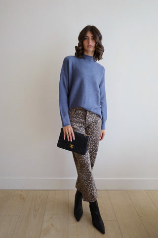 Mock Neck Slate Blue Sweater