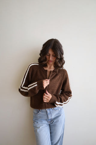 Boucle Knit Zip-Up Jacket