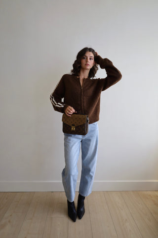 Boucle Knit Zip-Up Jacket
