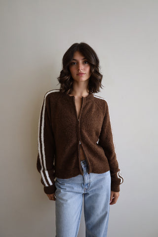 Boucle Knit Zip-Up Jacket