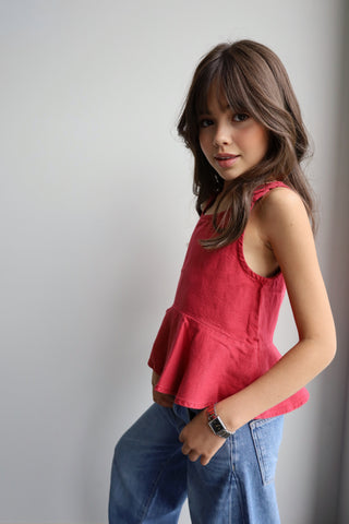 YOUTH DL1961 Denim Peplum Tank