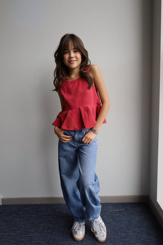 YOUTH DL1961 Denim Peplum Tank