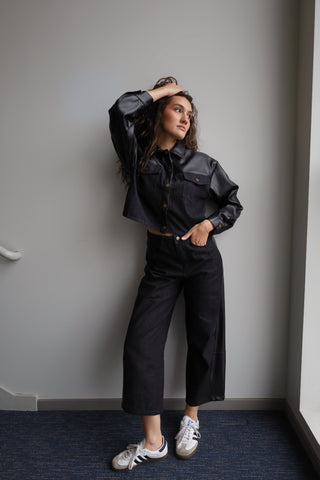 Contrast Vegan Denim Pants