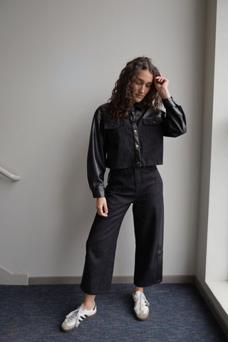 Contrast Vegan Denim Pants