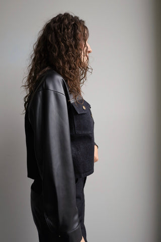 Mixed Media Denim Jacket