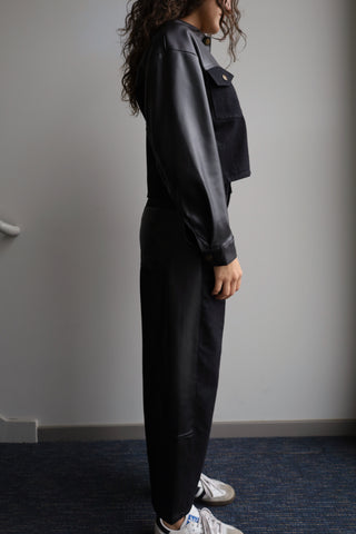 Contrast Vegan Denim Pants