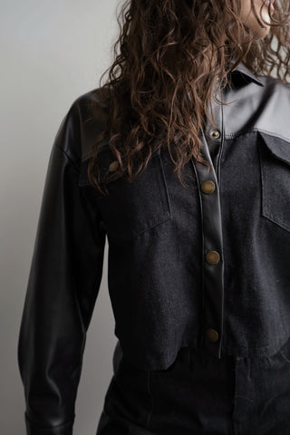 Mixed Media Denim Jacket