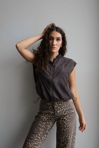 Vegan Suede Bubble Vest