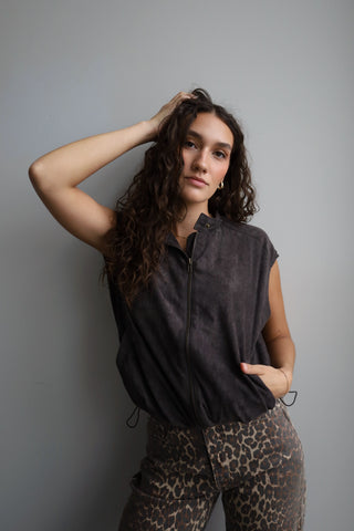 Vegan Suede Bubble Vest