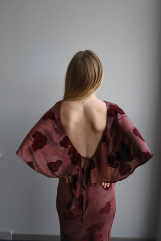 Fluttered Velvety Rose Dress