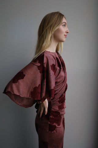Fluttered Velvety Rose Dress