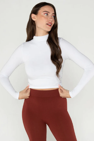 Bamboo L/S Mock Neck Crop