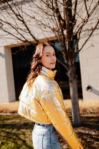 Gold Puff Cropped Jacket