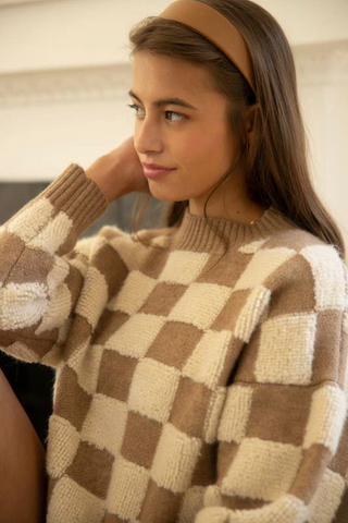 Checkered Coffee Sweater