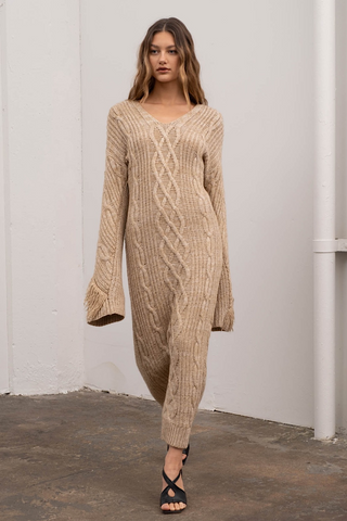 Embroidery Fringe Sweater Dress