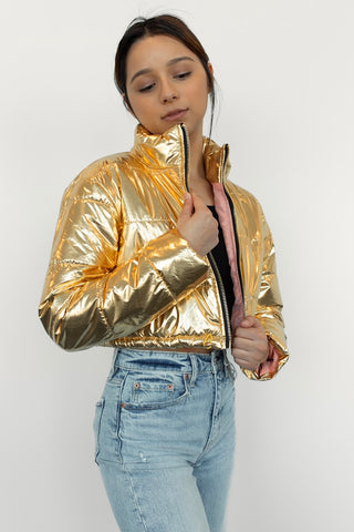 Gold Puff Cropped Jacket