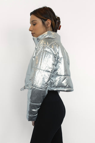 Silver Puff Cropped Jacket